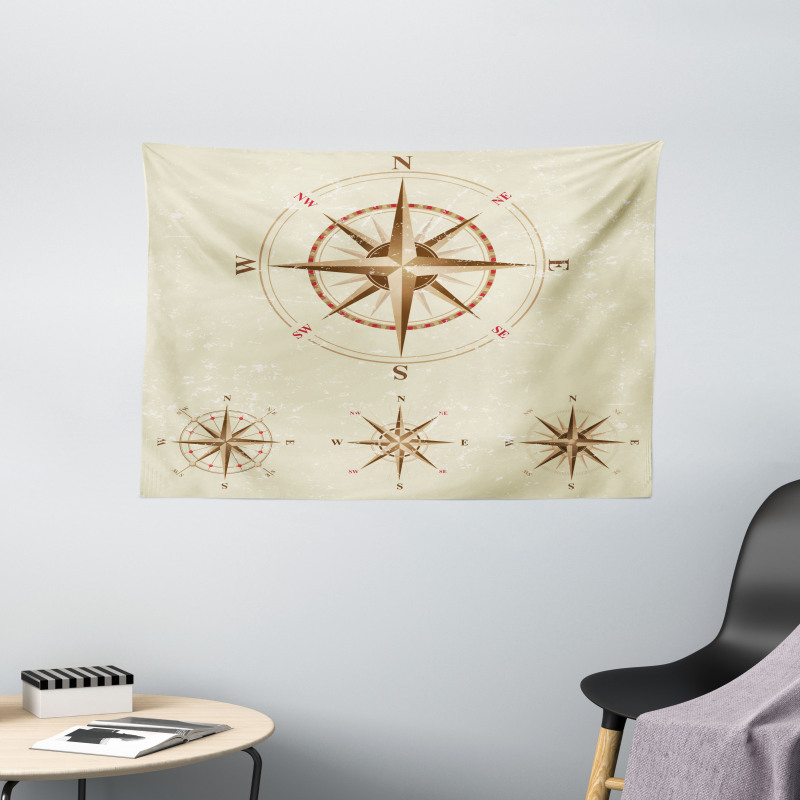 Compass Nautical Retro Wide Tapestry