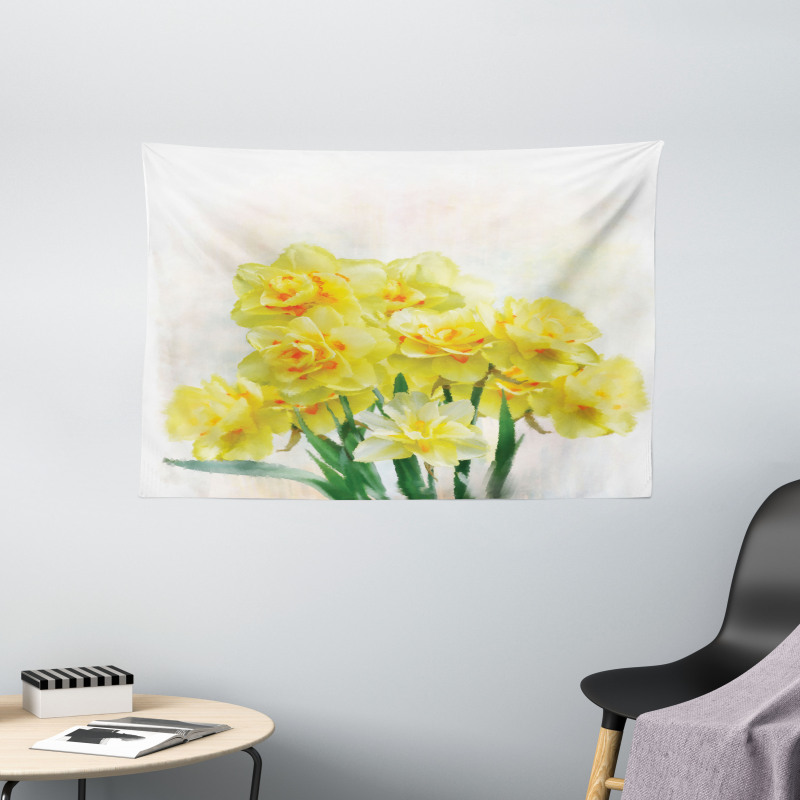Paint of Daffodils Bouquet Wide Tapestry