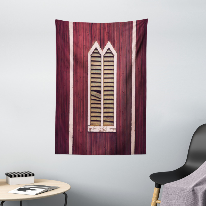 Retro Burgundy Shutters Tapestry