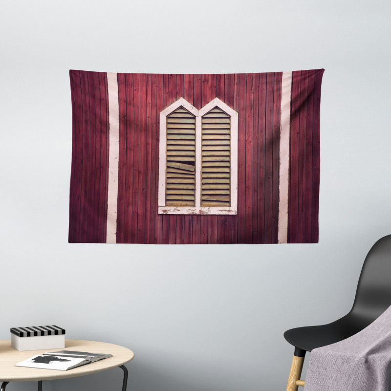 Retro Burgundy Shutters Wide Tapestry