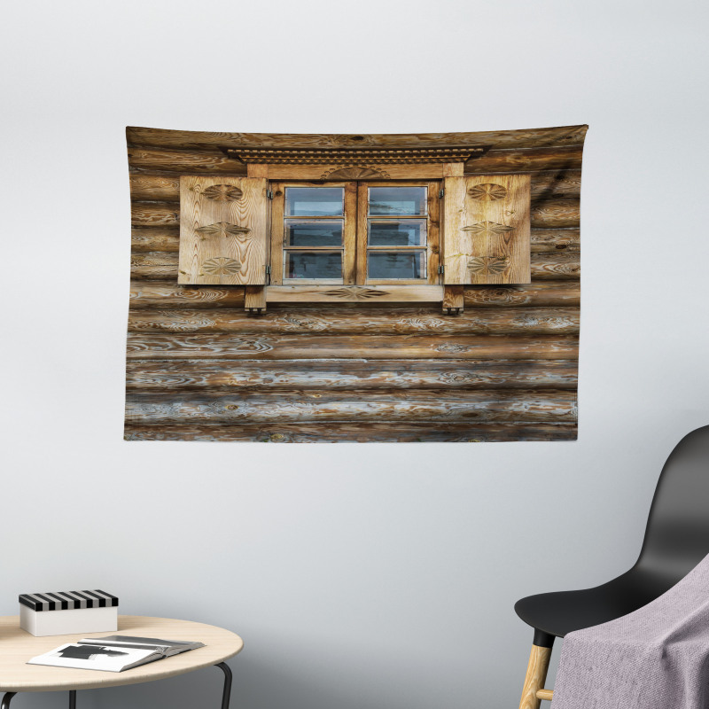 Wooden Cottage Shutter Wide Tapestry