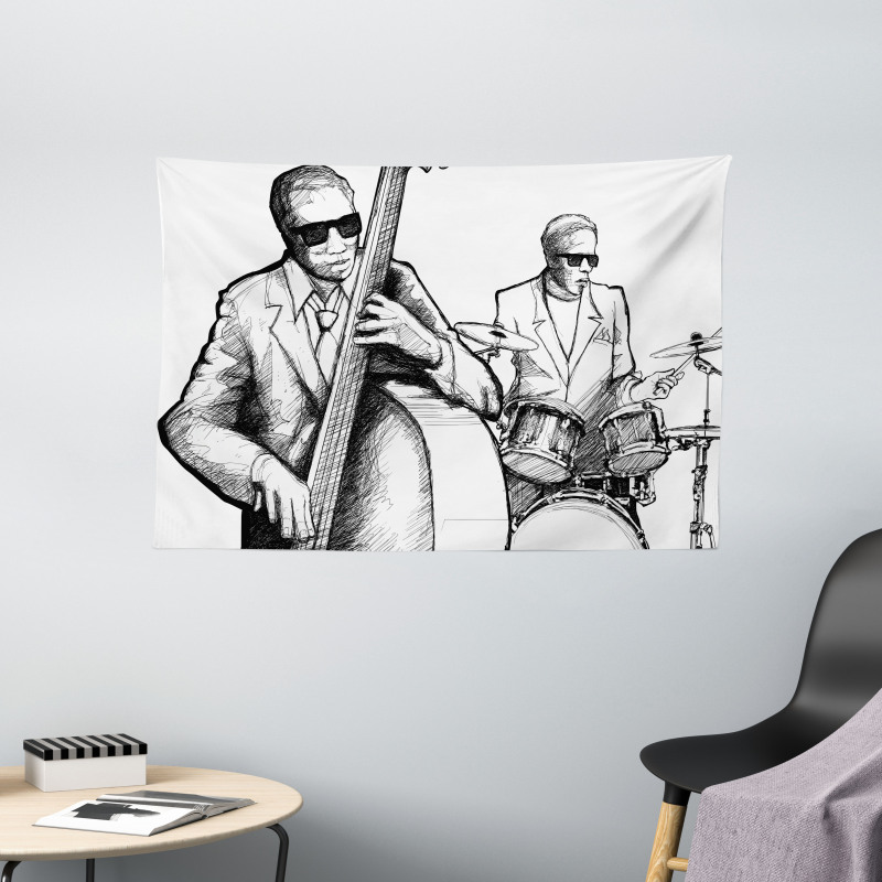 Jazz Band Musicians Wide Tapestry