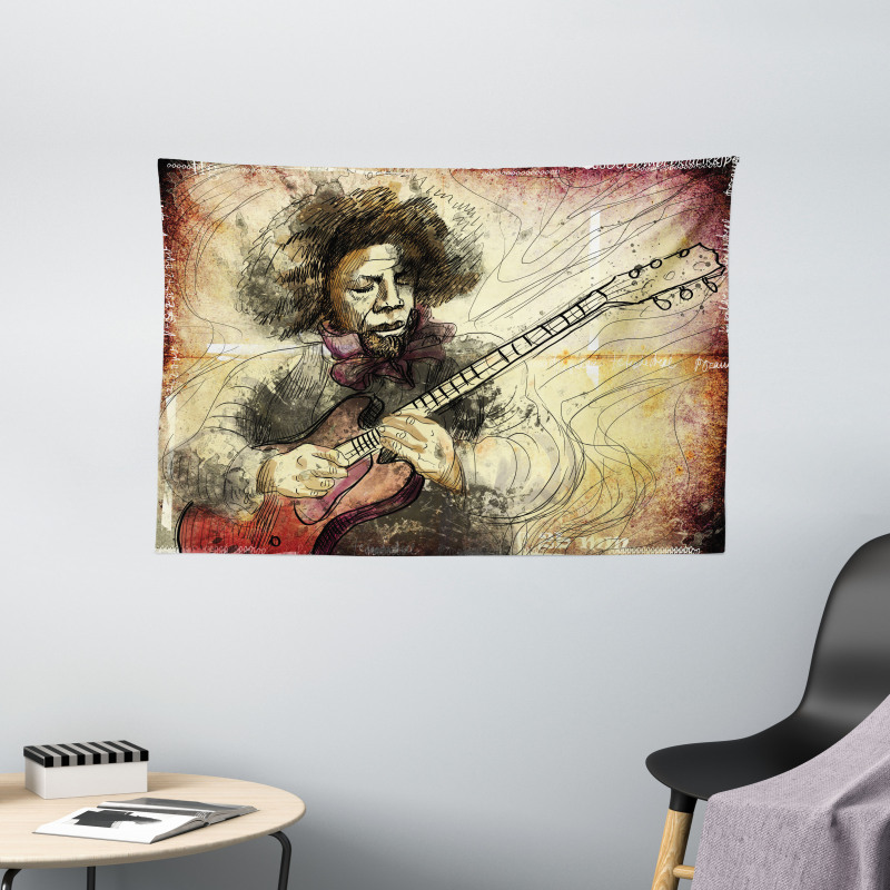 Guitar Virtoso Sketchy Wide Tapestry