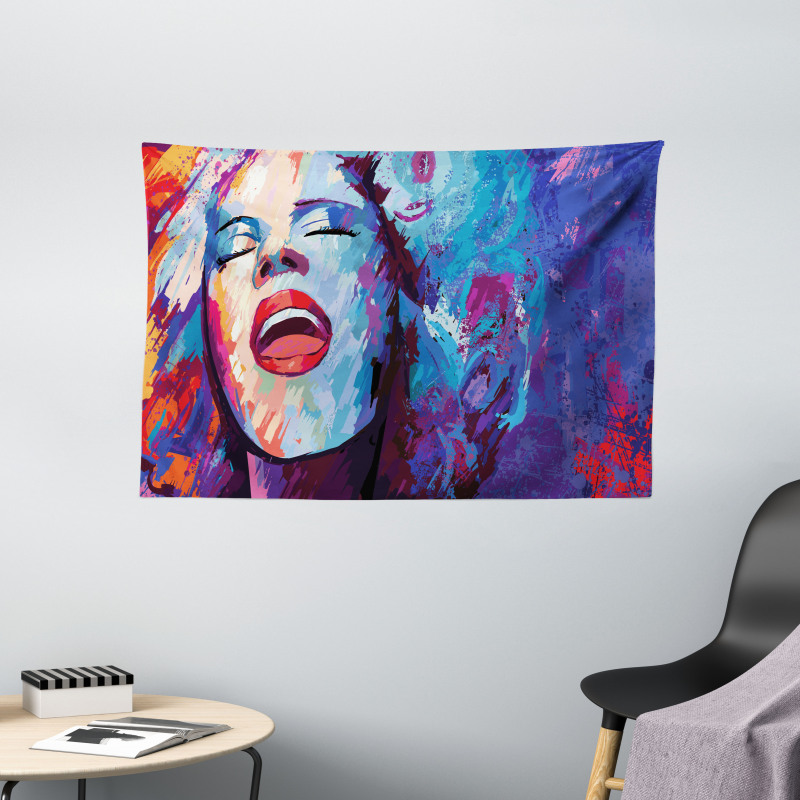 Singer Woman Performance Wide Tapestry