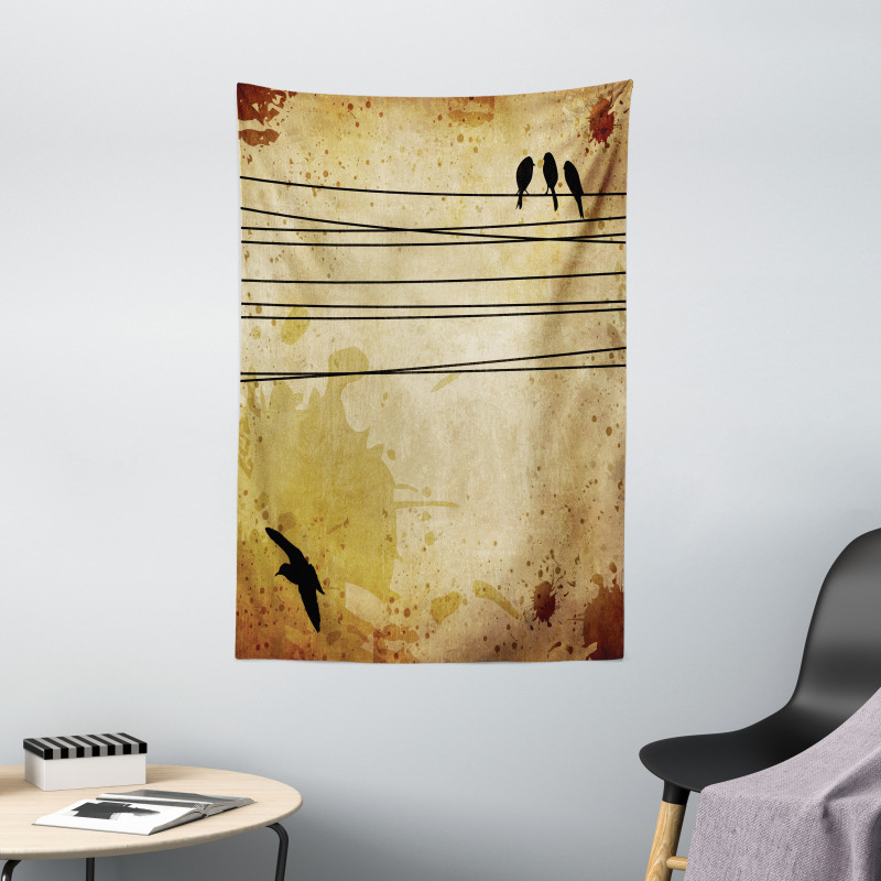 Birds on Cable Grunge Tapestry