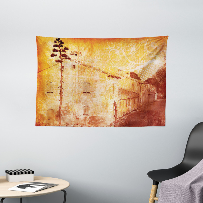 Retro French Street Wide Tapestry