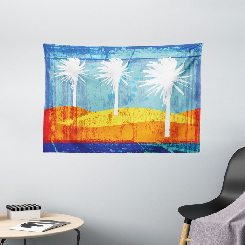 Tropic Beach Palms Wide Tapestry