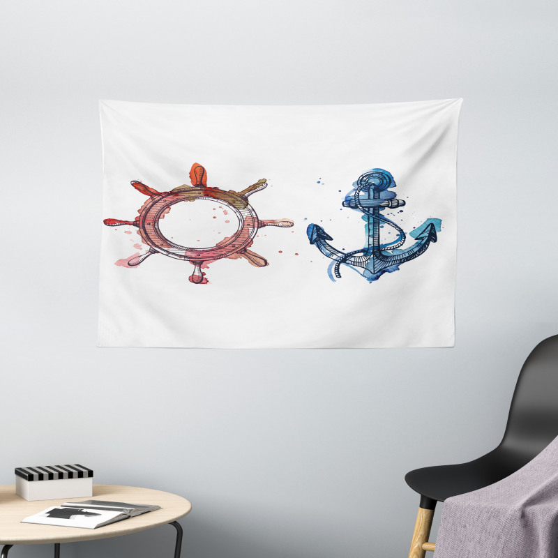 Nautical Steering Wheel Wide Tapestry