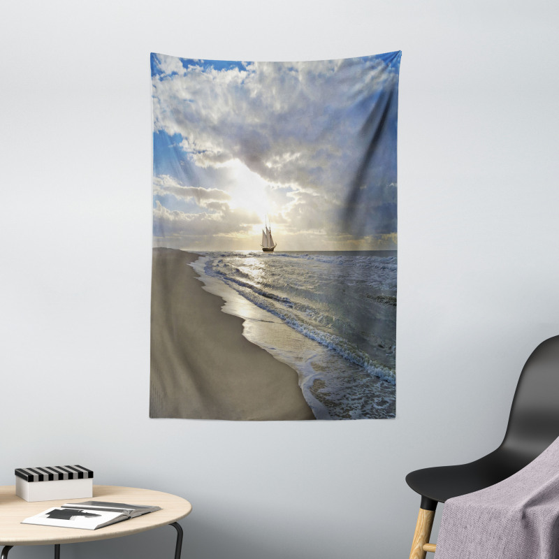 Sailing Shipt Sunset Tapestry