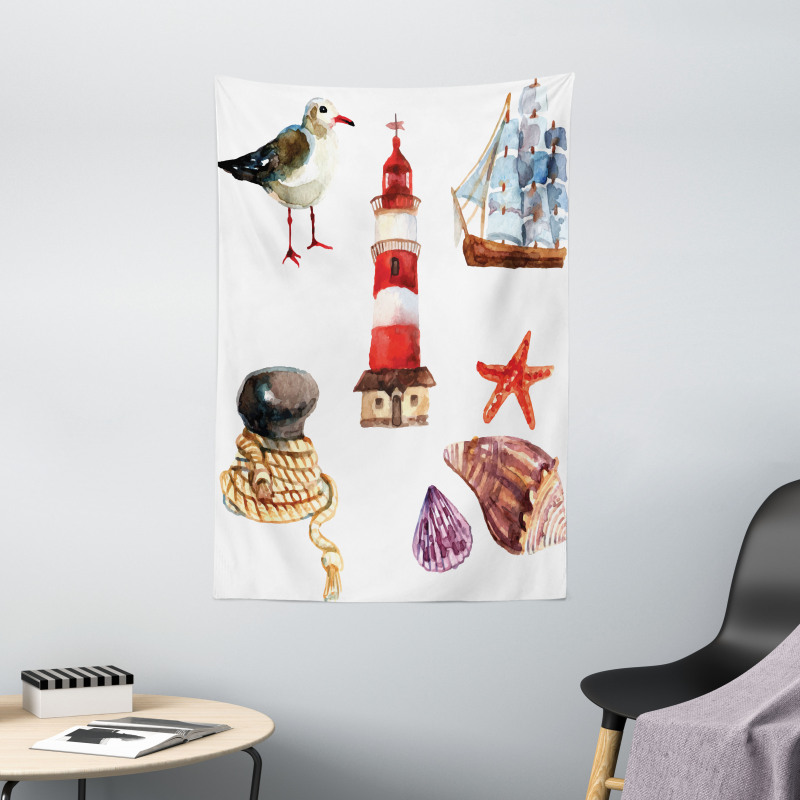 Lighthouse Seagull Tapestry