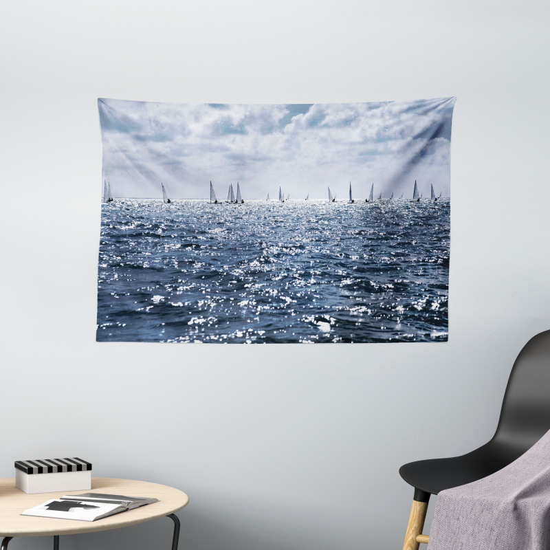 Sailing Boats Sunny Wide Tapestry