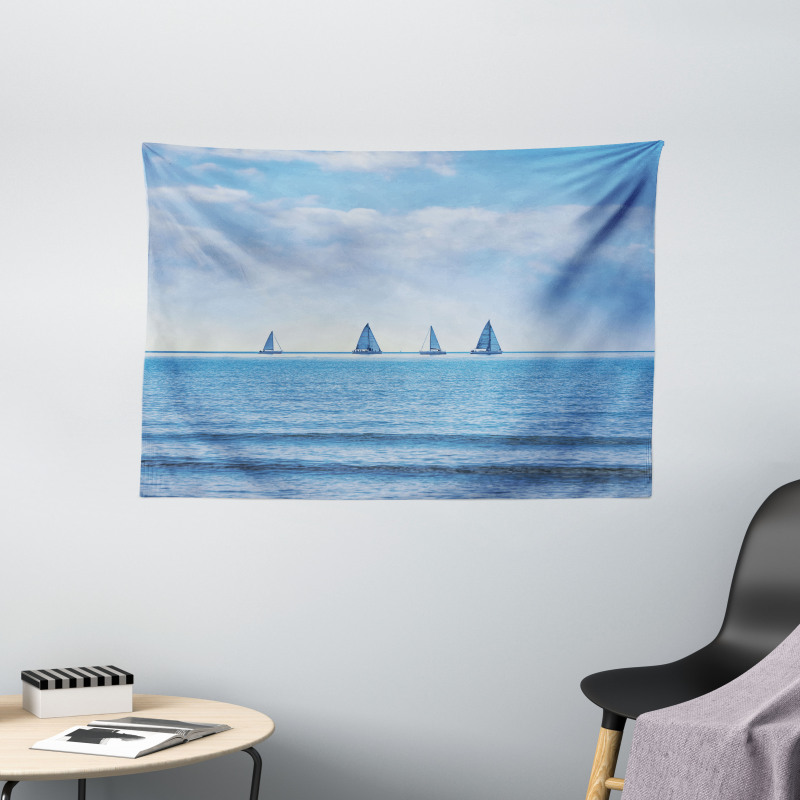 Sailing Boat on Ocean Wide Tapestry