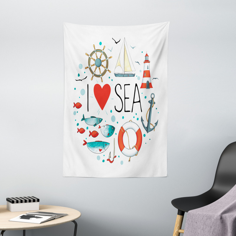 I Love Sea Words Tapestry