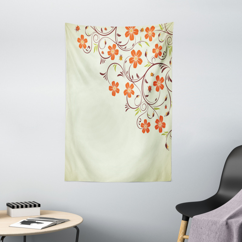 Ladybugs Flowers Spring Tapestry