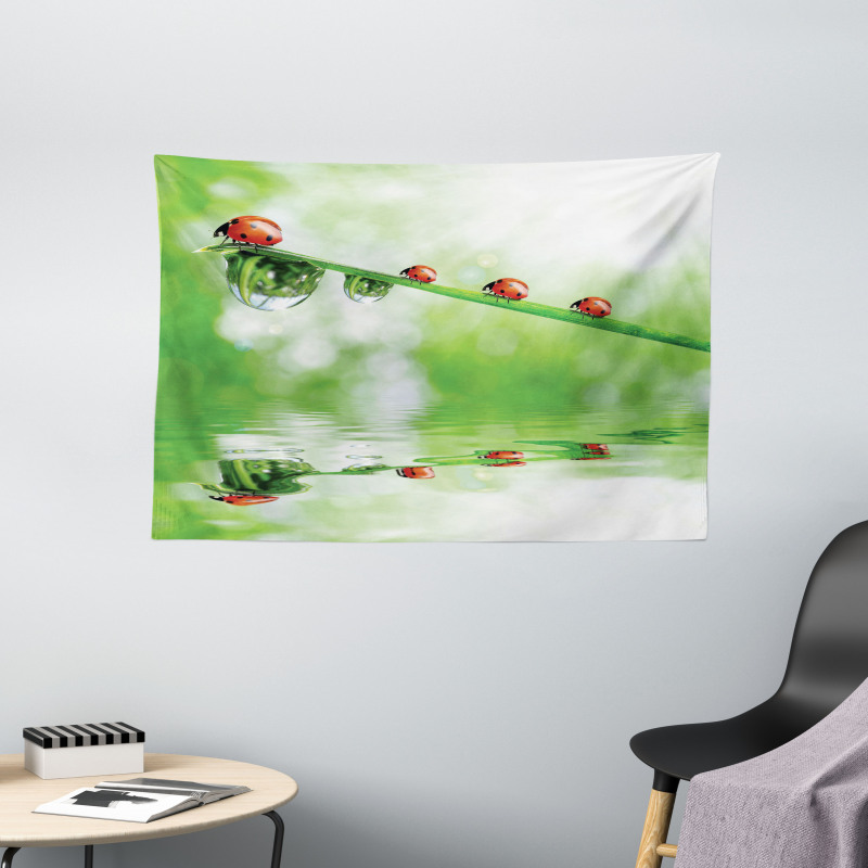 Ladybug on Water Image Wide Tapestry