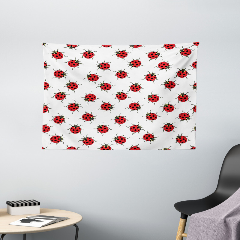 Ladybugs Patterns Wide Tapestry