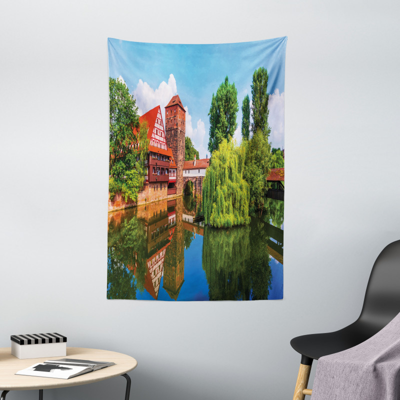 Summer View German Town Tapestry