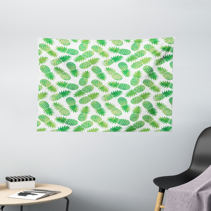 Exotic Pineapple Pattern Wide Tapestry