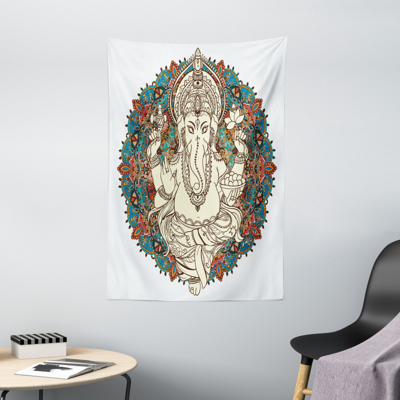 Asian Elephant Blossoms Tapestry
