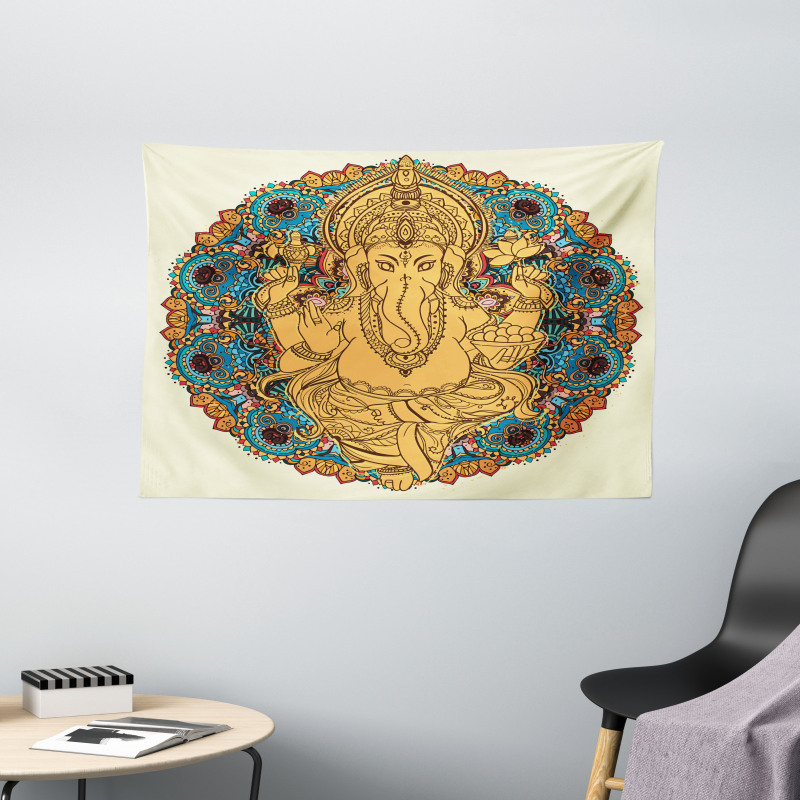 Vintage Style Elephant Wide Tapestry