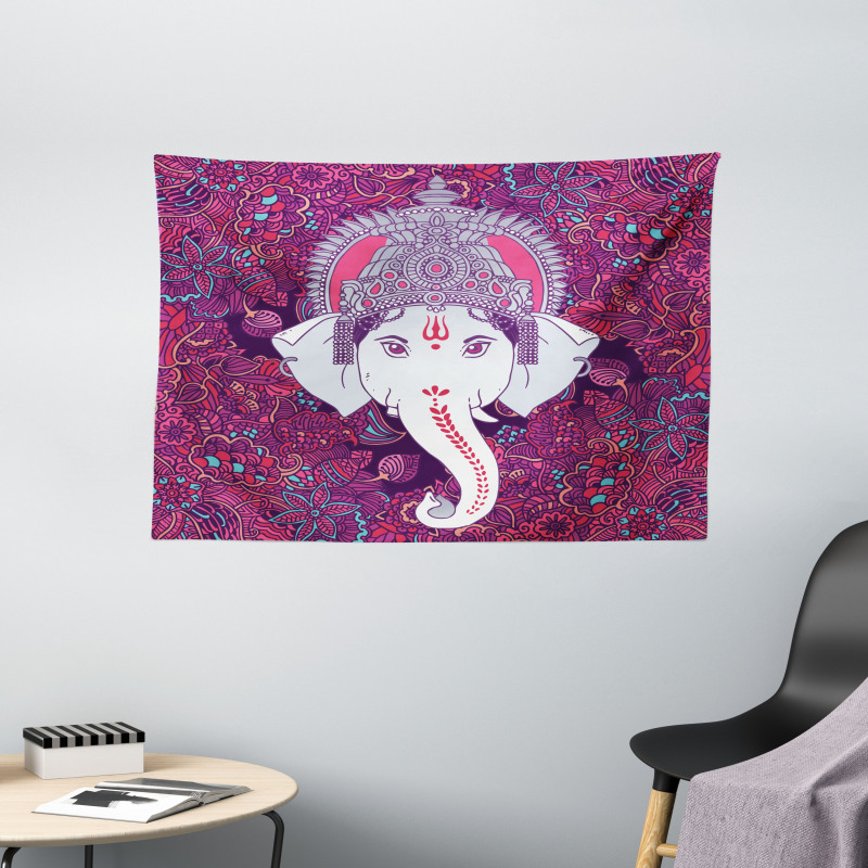 Elephant Mandala Art Wide Tapestry