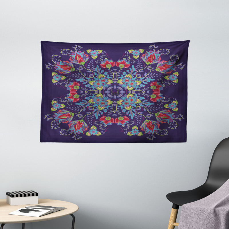 Bohemian Floral Bouquet Wide Tapestry