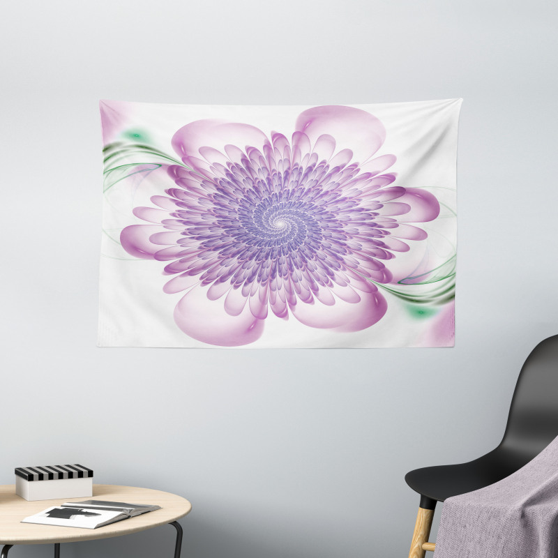 Floral Harmonic Spirals Wide Tapestry