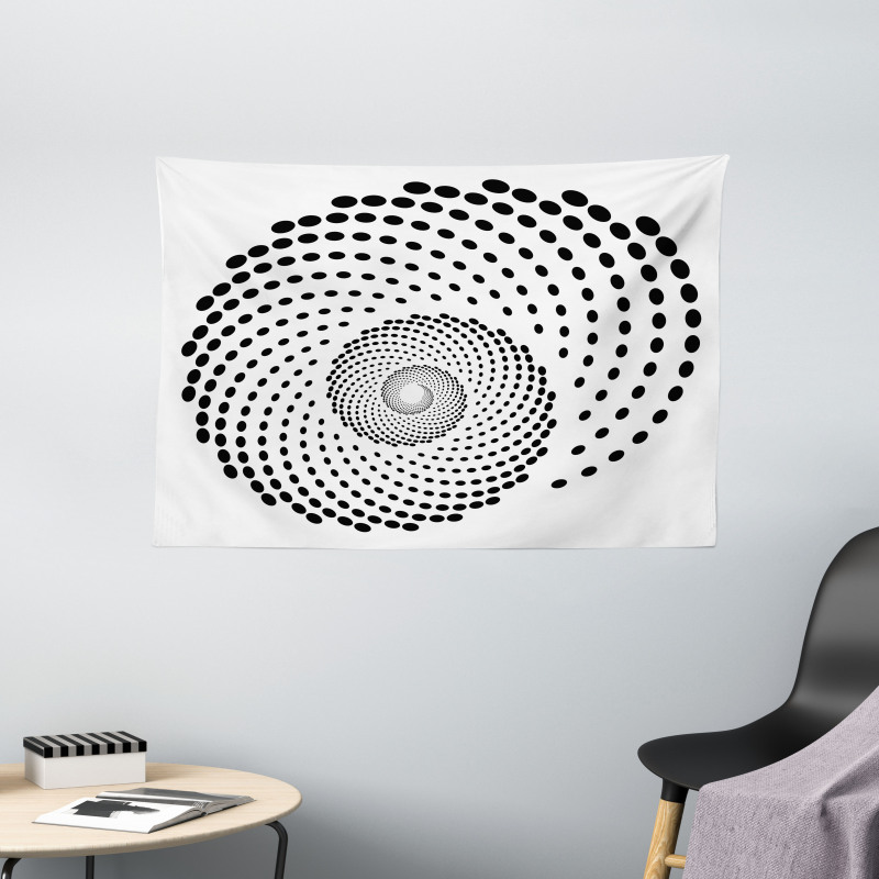 Spiral Monochrome Black Wide Tapestry