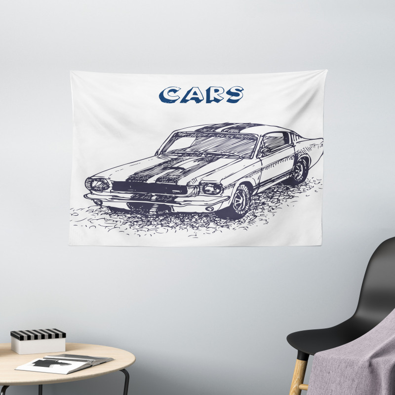 Sports Car Grunge Wide Tapestry