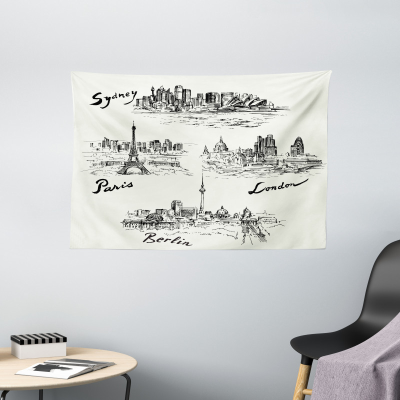 World's Famous Cities Wide Tapestry
