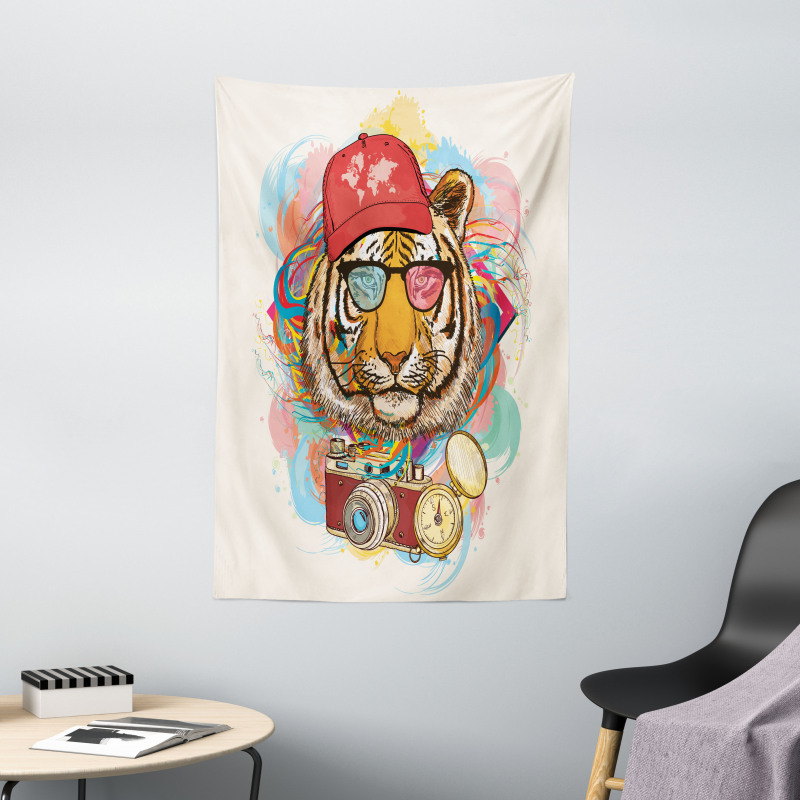 Hipster Tiger Sunglasses Tapestry