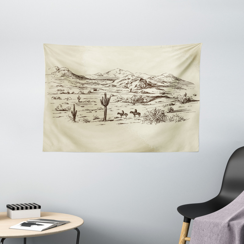 Wild West Cowboys Wide Tapestry