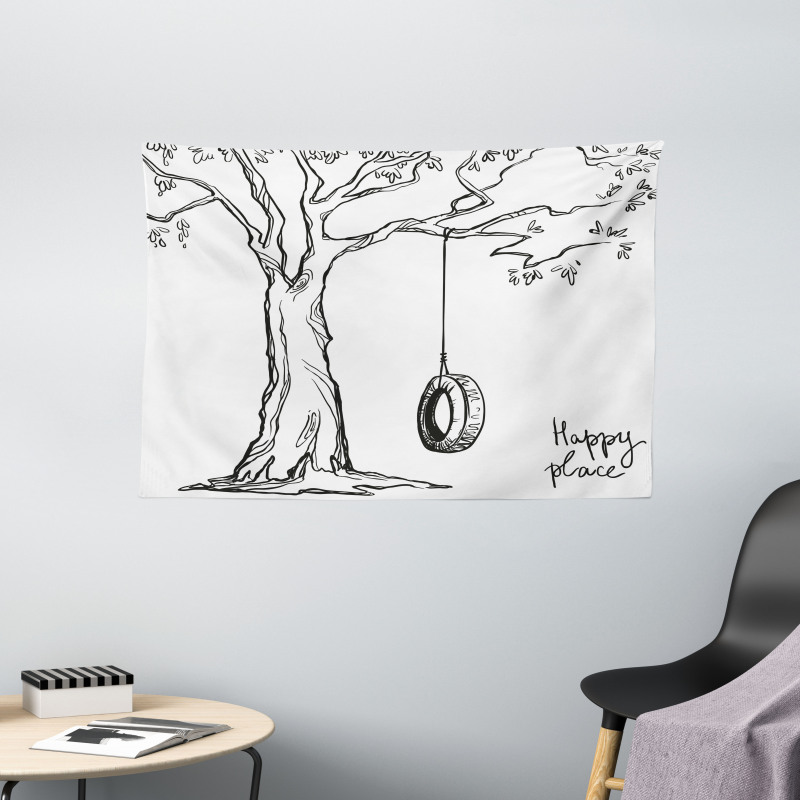 Happy Place Words Wide Tapestry