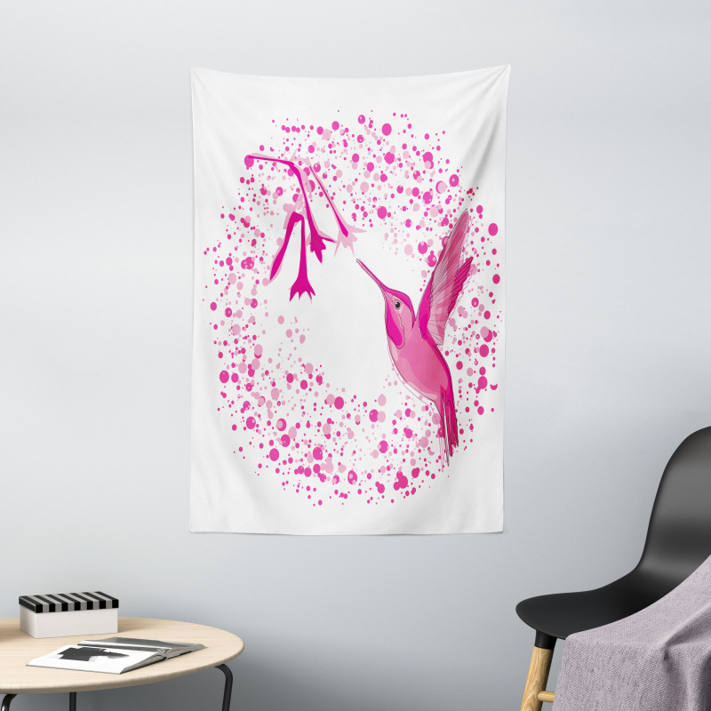 Hummingbird Flower Dots Tapestry