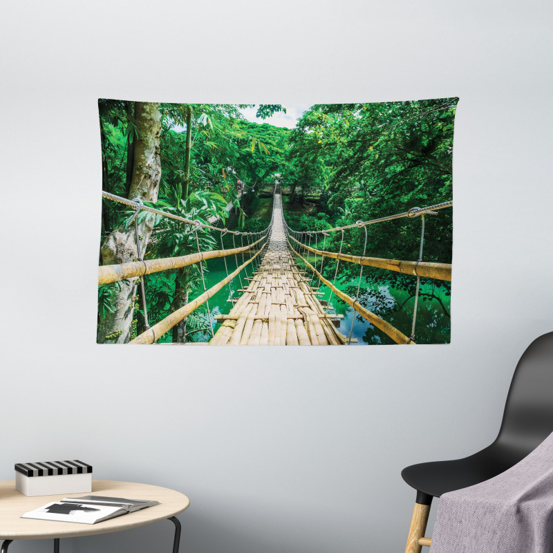 River Bamboo Forest Wide Tapestry