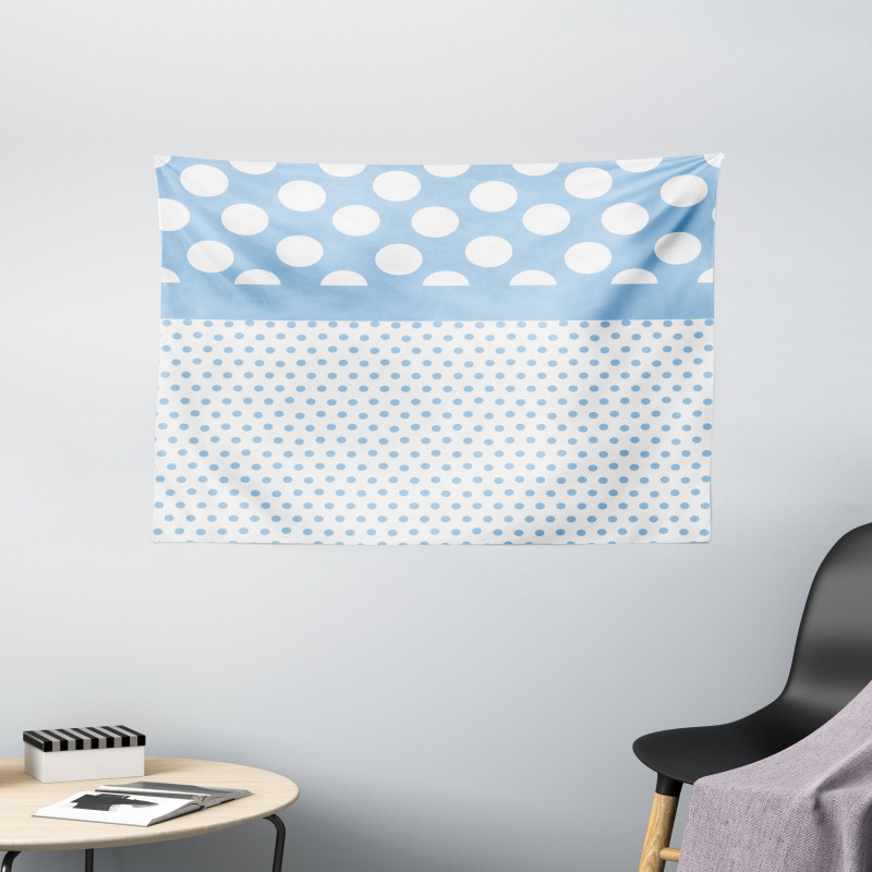 Baby Blue Polka Dots Wide Tapestry