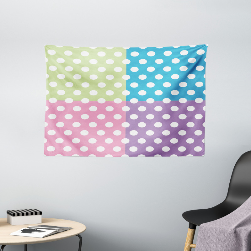 Polka Dots Patchwork Wide Tapestry