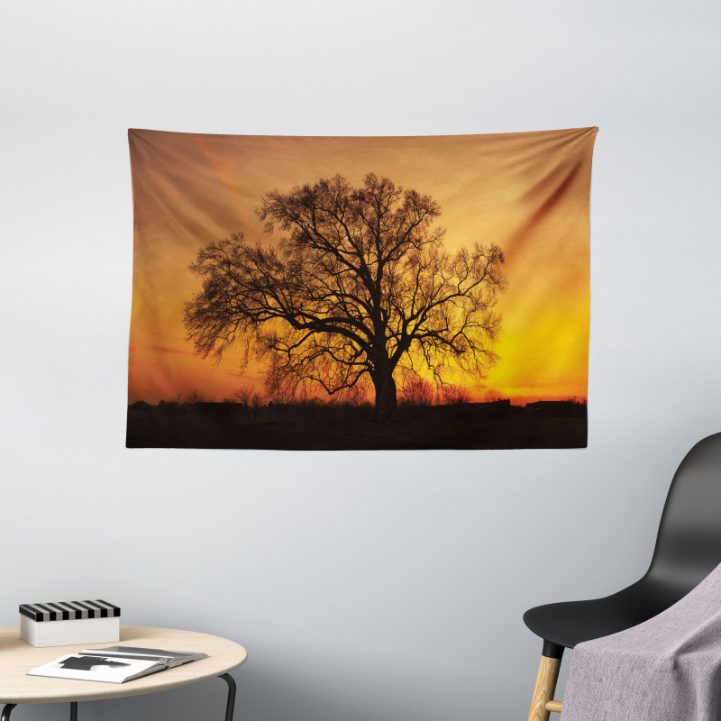Old Oak at Sunset View Wide Tapestry