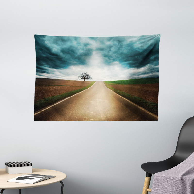 Roads Travel Clouds Wide Tapestry