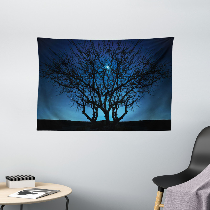 Night Moon Cosmos Wide Tapestry