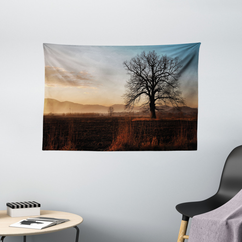 Countryside Autumn Dusk Wide Tapestry