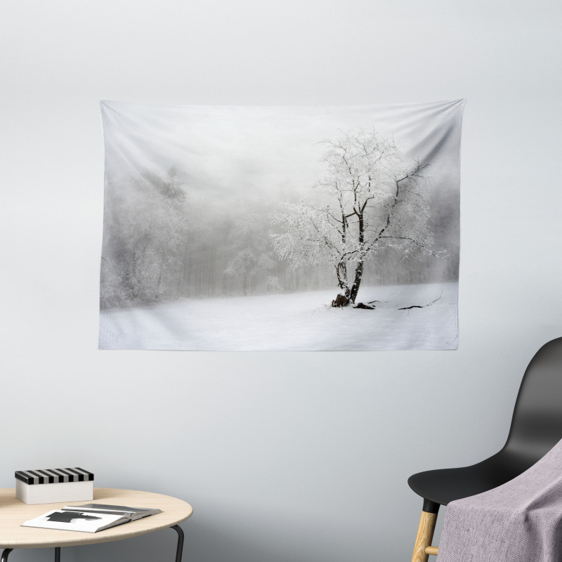 Winter Snowy Forest Cold Wide Tapestry