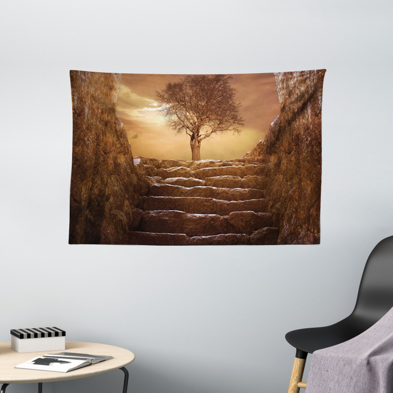 Brown Sky Sunset Cloudy Wide Tapestry