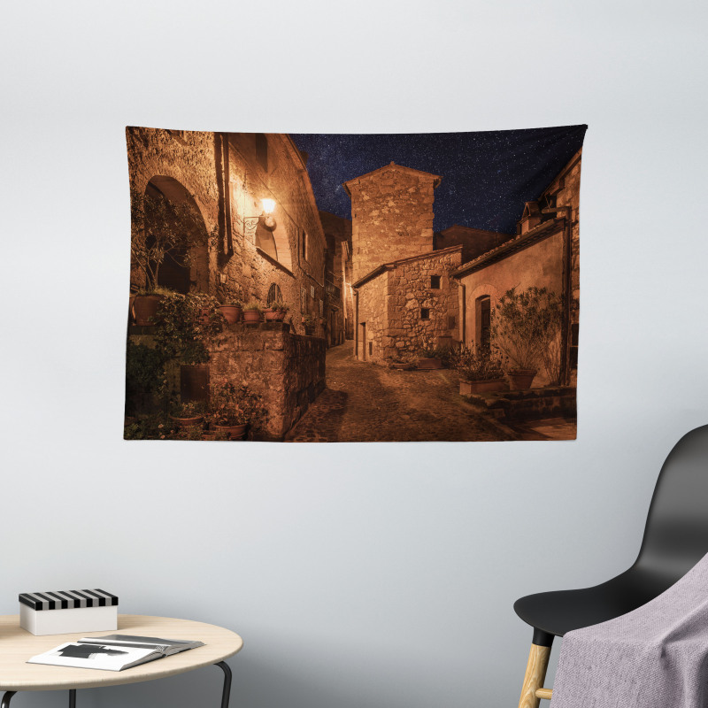 Medieval Town Street Wide Tapestry