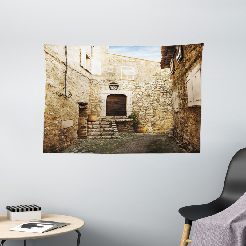 Narrow Cobble Street Wide Tapestry