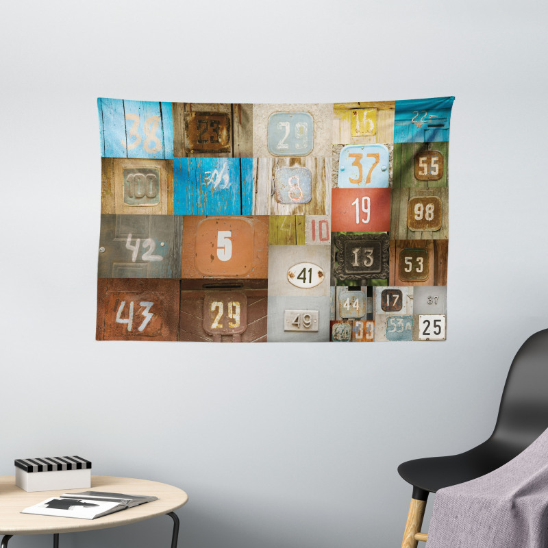 Nostalgic Door Numbers Wide Tapestry