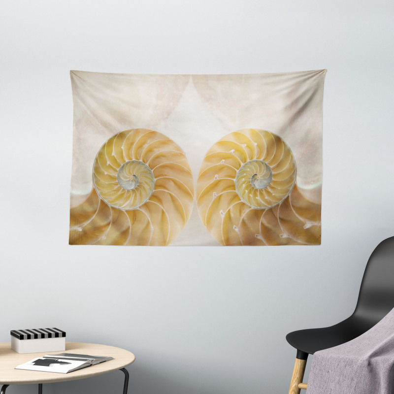 Symmetrical Seashells Wide Tapestry