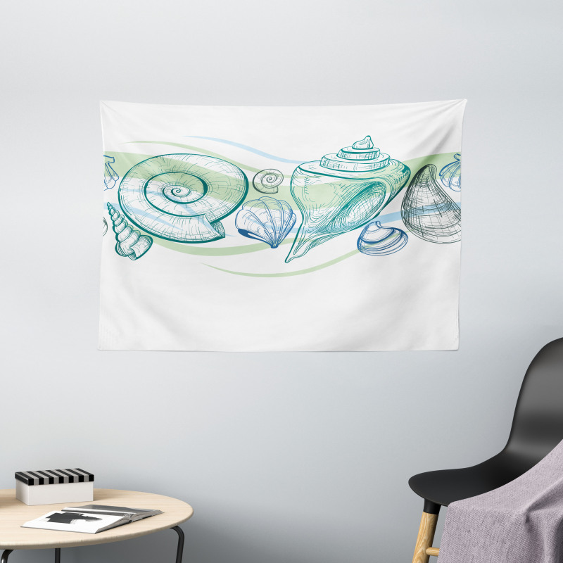 Pastel Color Sealife Wide Tapestry