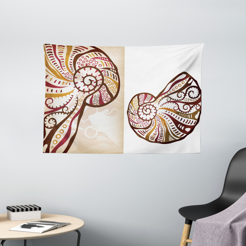 Seashells Abstract Boho Wide Tapestry