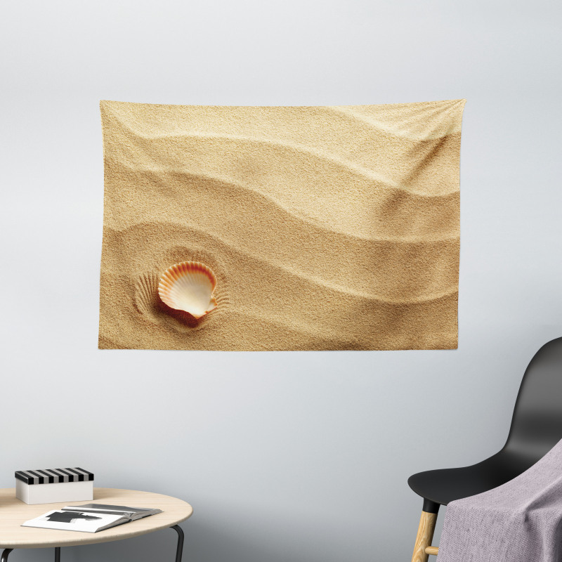 Seashells Yellow Sand Wide Tapestry